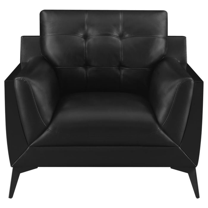 Coaster Moira 3-piece Upholstered Wedge Arm Tufted Sofa Living Room Set Black - Bed & Sofa Hub