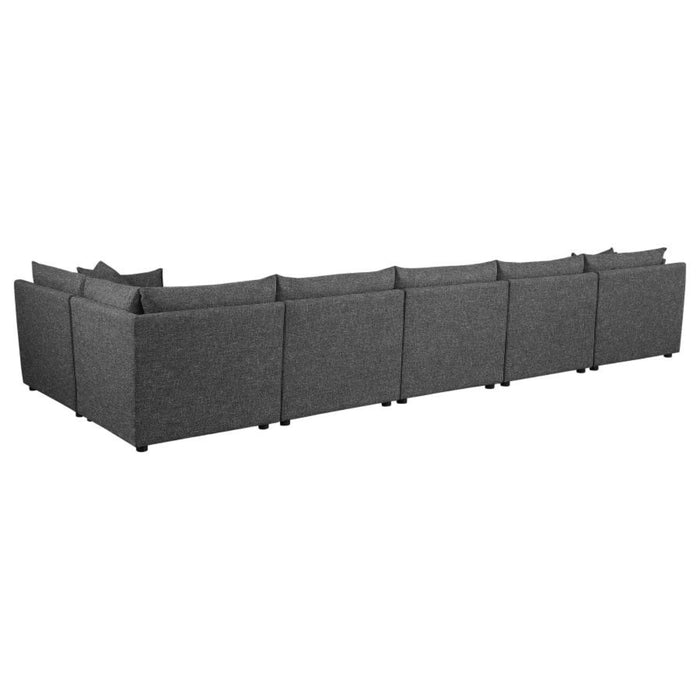 Coaster Sasha 6-Piece Upholstered Modular Sectional Barely Black - Bed & Sofa Hub