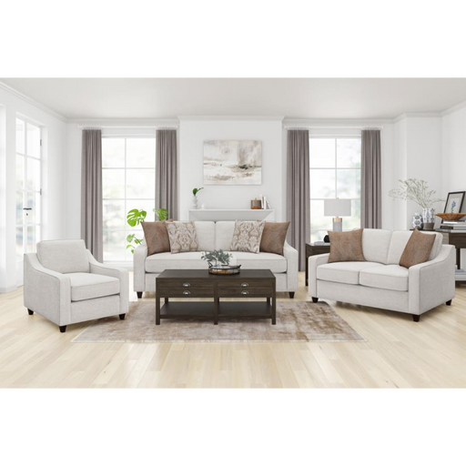 Coaster Christine 3-piece Upholstered Sloped Arm Sofa Living Room Set Beige - Bed & Sofa Hub