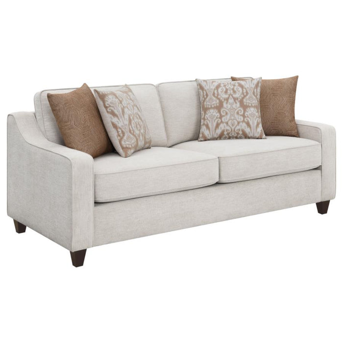 Coaster Christine 3-piece Upholstered Sloped Arm Sofa Living Room Set Beige - Bed & Sofa Hub