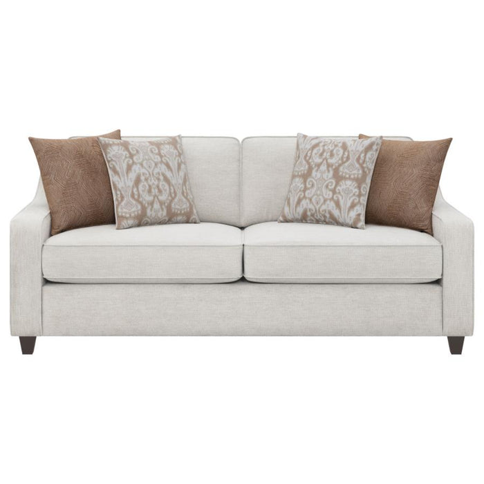 Coaster Christine 3-piece Upholstered Sloped Arm Sofa Living Room Set Beige - Bed & Sofa Hub