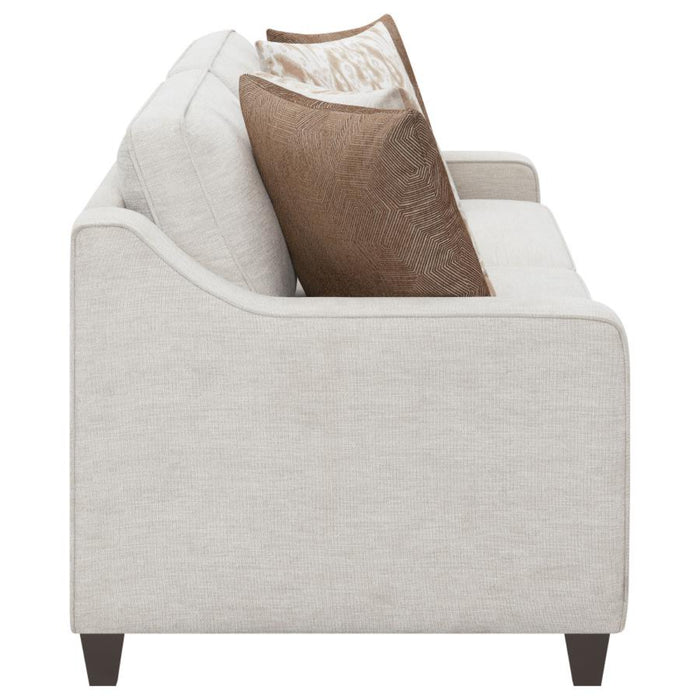 Coaster Christine 3-piece Upholstered Sloped Arm Sofa Living Room Set Beige - Bed & Sofa Hub
