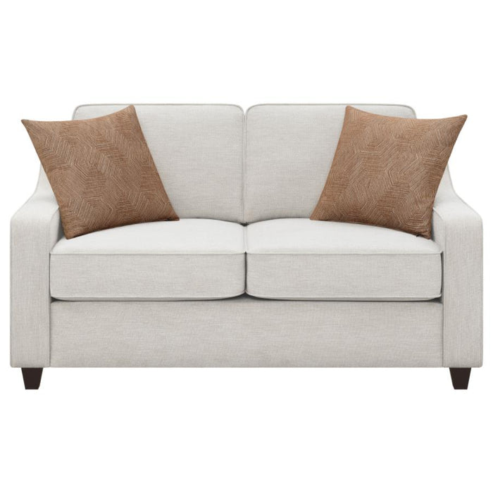 Coaster Christine 3-piece Upholstered Sloped Arm Sofa Living Room Set Beige - Bed & Sofa Hub