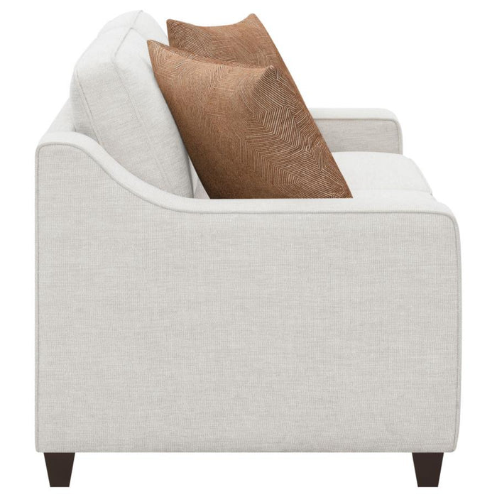 Coaster Christine 3-piece Upholstered Sloped Arm Sofa Living Room Set Beige - Bed & Sofa Hub