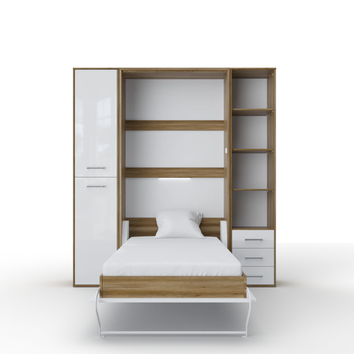 Maxima House Vertical Murphy Bed Invento, European Queen Size with Mattress and 2 Storage Cabinets - Bed & Sofa Hub