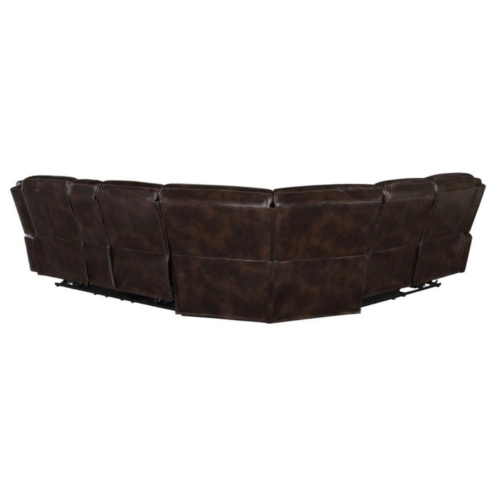 Coaster Sycamore Upholstered Power Reclining Sectional Sofa Brown - Bed & Sofa Hub