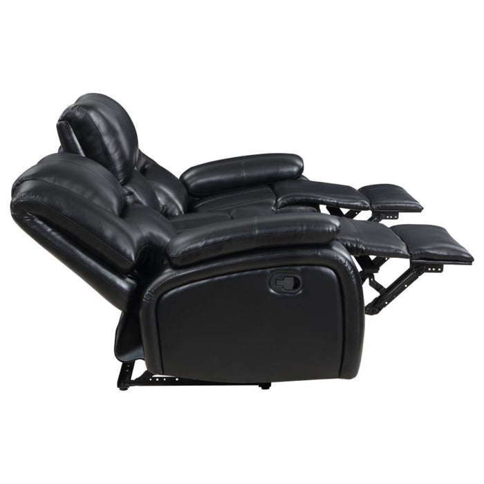 Coaster Camila 2-piece Upholstered Motion Reclining Sofa Living Room Set Black - Bed & Sofa Hub