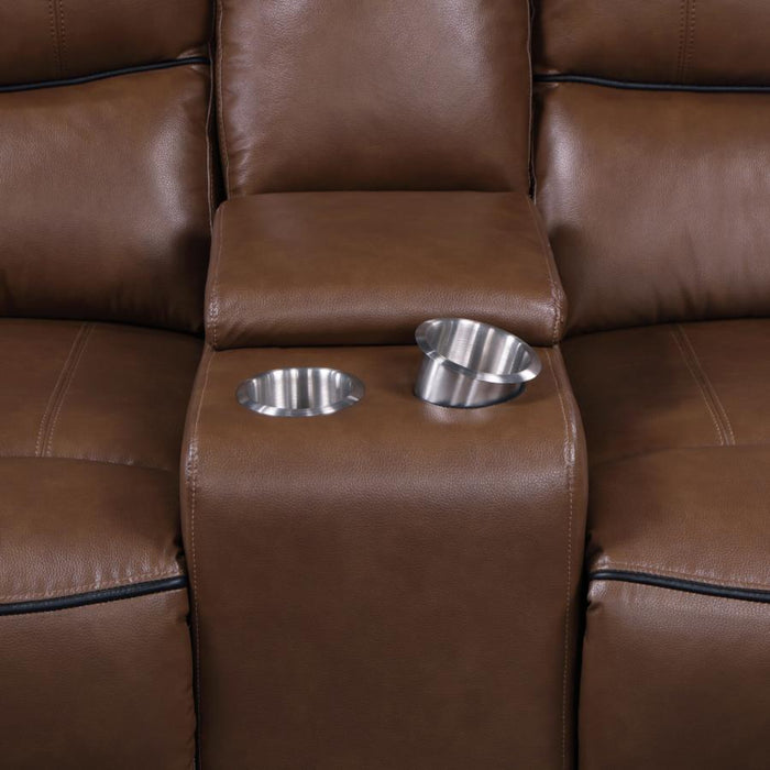 Coaster Greenfield 2-piece Power Reclining Sofa Living Room Set Saddle Brown - Bed & Sofa Hub