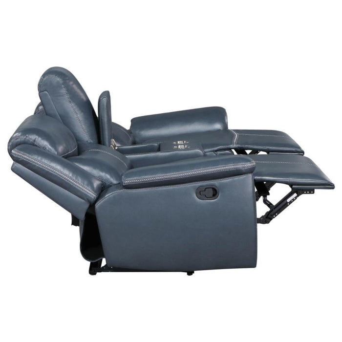 Coaster Sloane 3-piece Upholstered Reclining Sofa Living Room Set Blue - Bed & Sofa Hub