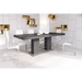 Maxima House Dining Set Lisa 7 Pcs. Gray Modern Glossy Dining Table with 2 Self-Storing Leaves Plus 6 White Chairs - Bed & Sofa Hub