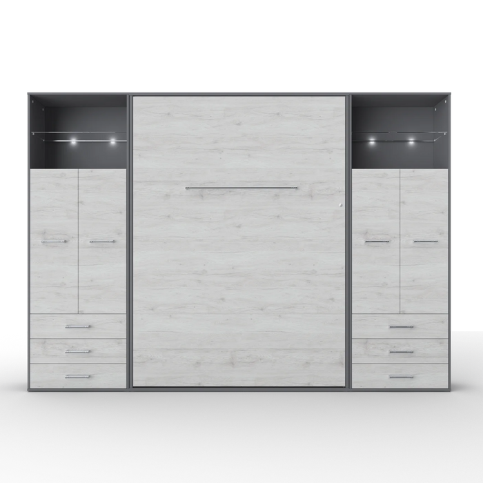 Maxima House Vertical Murphy Bed Invento , European Full Xl with 2 Cabinets - Bed & Sofa Hub