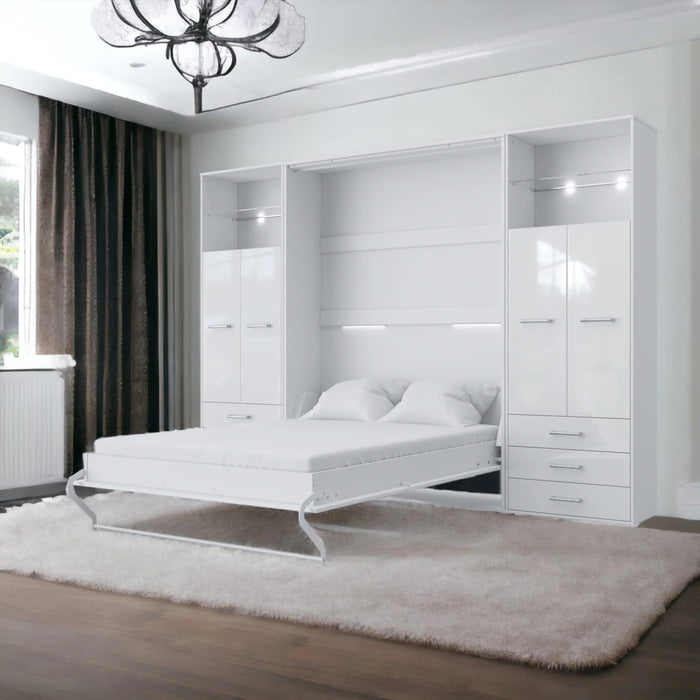Maxima House Vertical Murphy Bed Invento , European Full Xl with 2 Cabinets - Bed & Sofa Hub