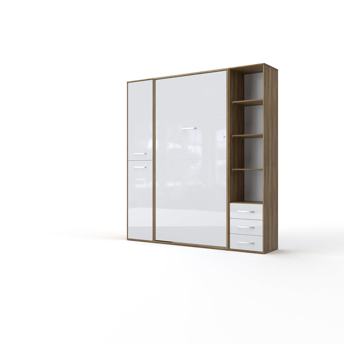 Maxima House Vertical Murphy Bed Invento, European Queen Size with mattress and 2 storage cabinets IN160V-08/09W - Bed & Sofa Hub