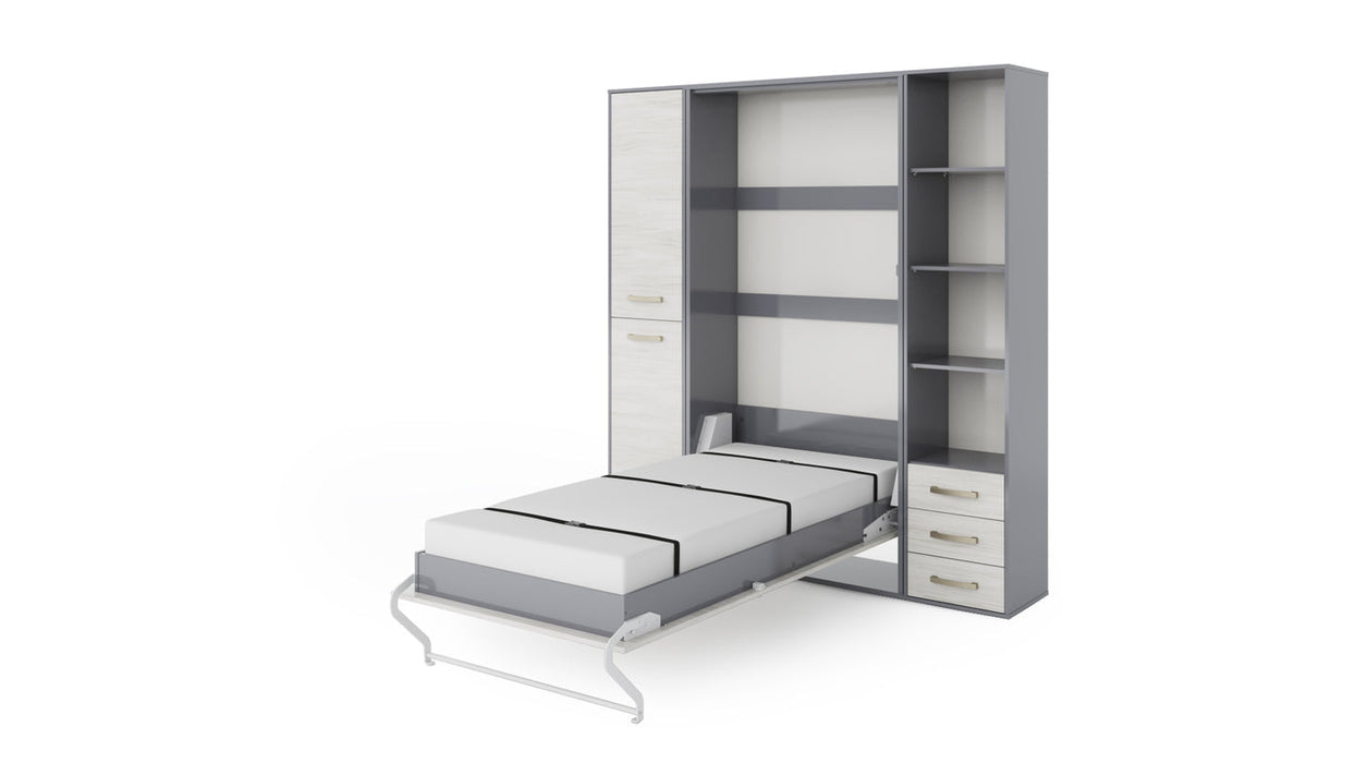 Maxima House Vertical Murphy Bed Invento, European Queen Size with mattress and 2 storage cabinets IN160V-08/09W - Bed & Sofa Hub