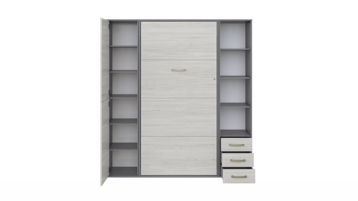 Maxima House Vertical Murphy Bed Invento, European Queen Size with mattress and 2 storage cabinets IN160V-08/09W - Bed & Sofa Hub
