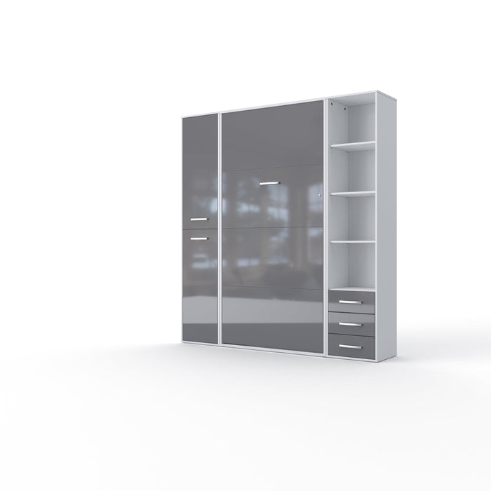 Maxima House Vertical Murphy Bed Invento, European Queen Size with mattress and 2 storage cabinets IN160V-08/09W - Bed & Sofa Hub