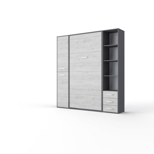 Maxima House Vertical Murphy Bed Invento, European Queen Size with mattress and 2 storage cabinets IN160V-08/09W - Bed & Sofa Hub