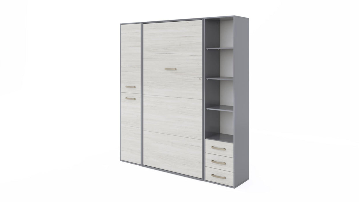 Maxima House Invento Vertical Wall Bed, European Twin Size with 2 cabinets IN90V-08/09W - Bed & Sofa Hub