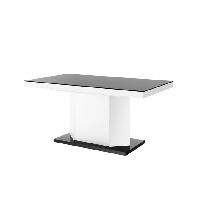 Maxima House Dining Set Diego 7 Pcs. White Modern Glossy Dining Table with 2 Self-Starting Leaves Plus 6 Chairs - Bed & Sofa Hub