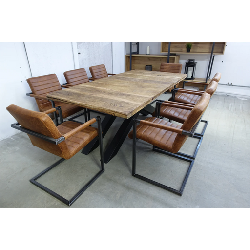 Maxima House Otto Oak Wood Dining Table with Metal Legs - Bed & Sofa Hub