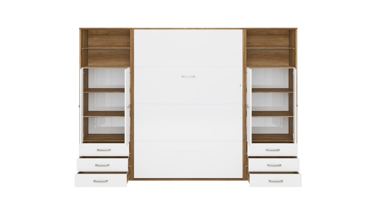 Maxima House Invento Vertical Wall Bed, European Twin Size with 2 cabinets  IN90V-10W - Bed & Sofa Hub