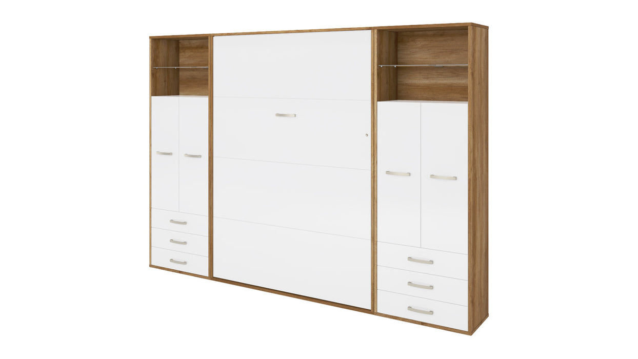 Maxima House Invento Vertical Wall Bed, European Twin Size with 2 cabinets  IN90V-10W - Bed & Sofa Hub