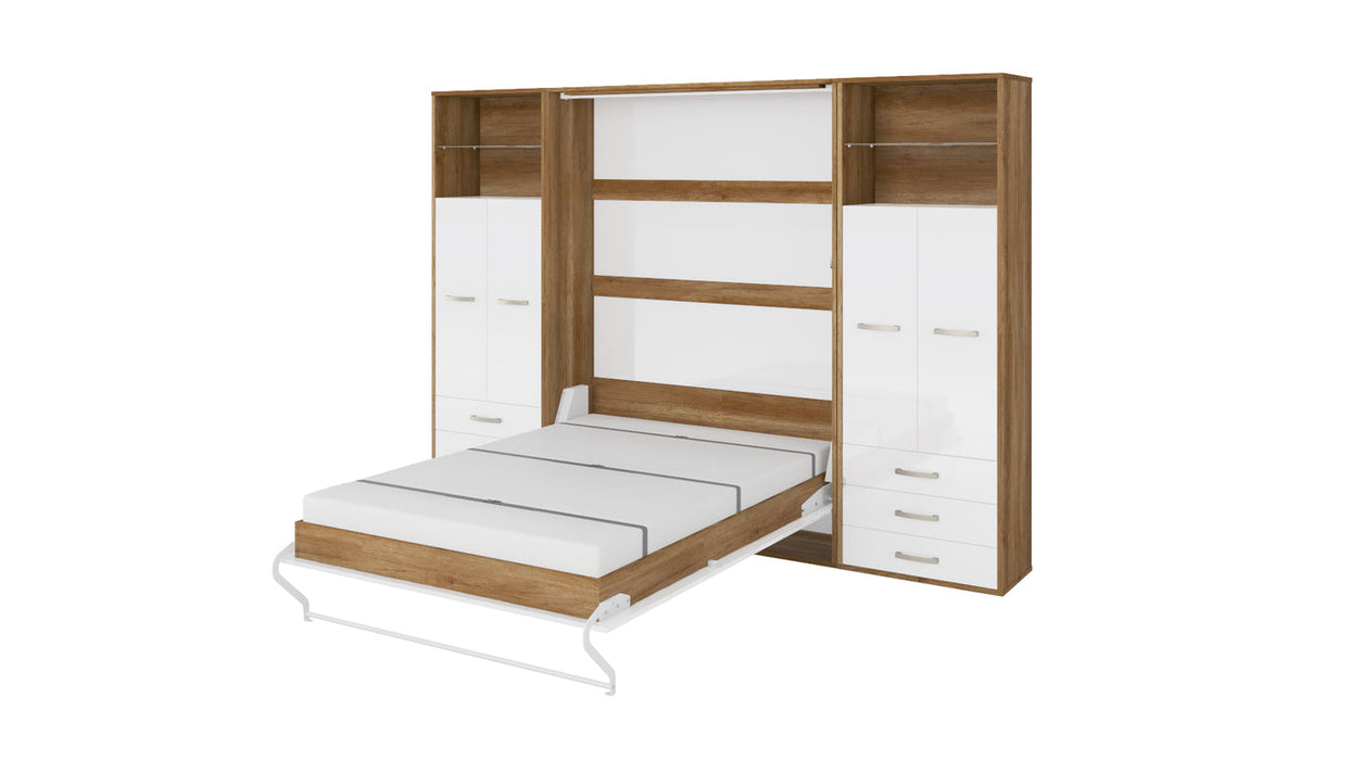 Maxima House Vertical Murphy Bed Invento , European Full XL with 2 cabinets IN140VLED-10W - Bed & Sofa Hub