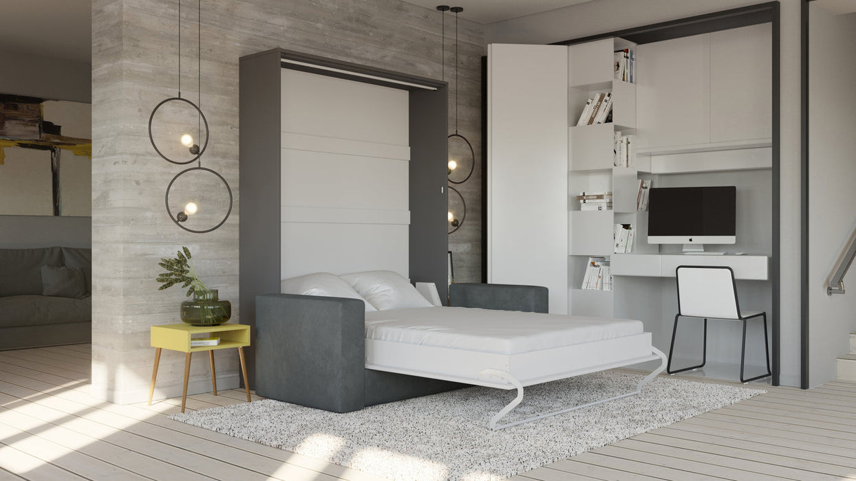 Maxima House Vertical Murphy Bed Invento , European Full XL with 2 cabinets IN140VLED-10W - Bed & Sofa Hub
