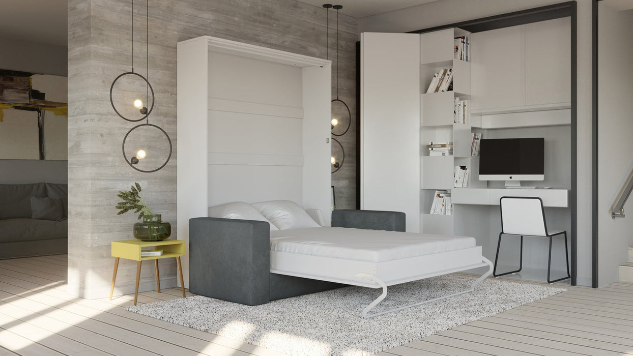 Maxima House Invento Queen Vertical Murphy Bed with a gray Sofa IN014WG-G - Bed & Sofa Hub