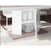 Maxima House Dining Set Diego 7 Pcs. Beige/ White Modern Glossy Dining Table with 2 Self-Storing Leaves Plus 6 White Chairs - Bed & Sofa Hub