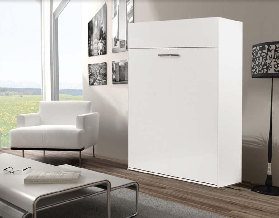 Maxima House Invento Horizontal Wall Bed, European Twin Size with a cabinet on top IN90H-12W - Bed & Sofa Hub