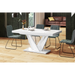 Maxima House Dining Set Chara 7 Pcs. White Modern Glossy Dining Table with 2 Self-Starting Leaves Plus 6 Chairs - Bed & Sofa Hub