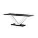 Maxima House Dining Set Toria 7 Pcs. Modern Black/white Glossy Dining Table with 2 Self-Storing Leaves Plus 6 Black Chairs - Bed & Sofa Hub