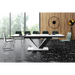 Maxima House Dining Set Aviva Ii 7 Pcs. White/ Black Modern Glossy Dining Table with 2 Self-Starting Leaves Plus 6 Chairs - Bed & Sofa Hub