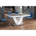 Maxima House Dining Set Chara 7 Pcs. Gray/white Modern Glossy Dining Table with 2 Self-Storing Leaves Plus 6 Chairs - Bed & Sofa Hub