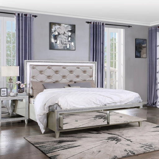 ACME Sliverfluff EK Bed W/Led & Storage - Bed & Sofa Hub