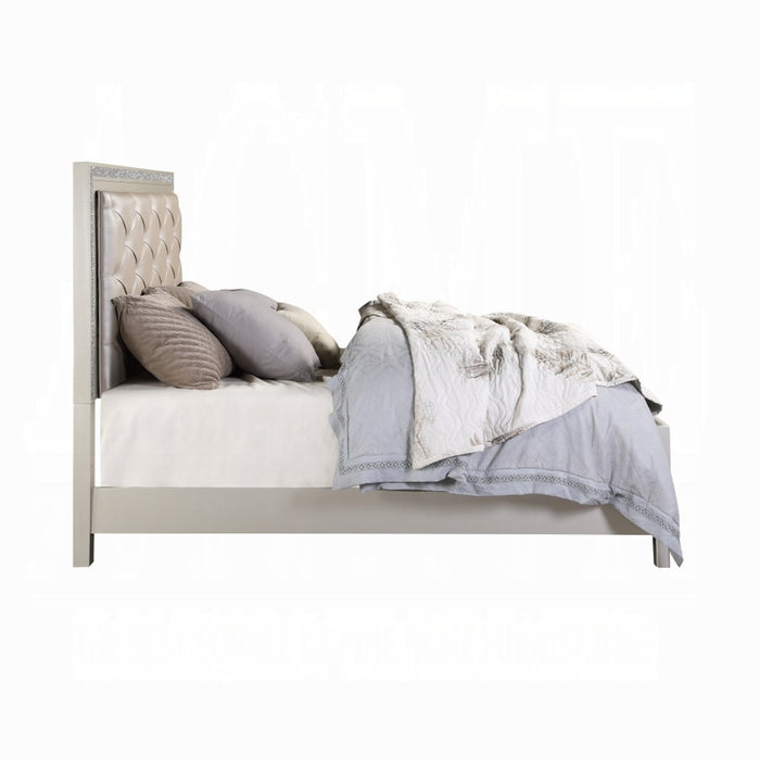 ACME Sliverfluff Queen Bed W/Led & Storage - Bed & Sofa Hub
