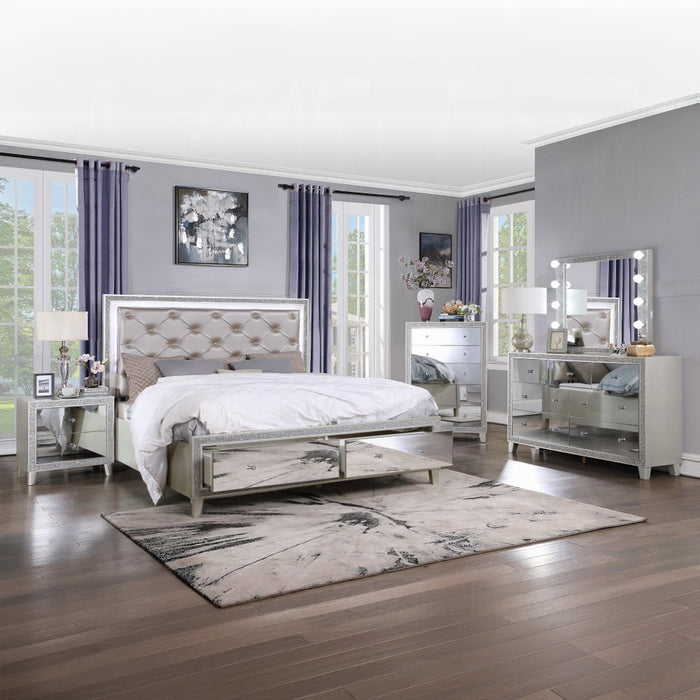 ACME Sliverfluff Queen Bed W/Led & Storage - Bed & Sofa Hub
