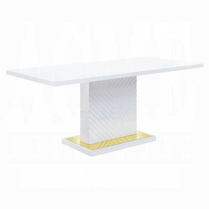 ACME Gaines Dining Table W/Pedestal Base - Bed & Sofa Hub
