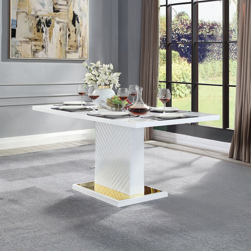 ACME Gaines Dining Table W/Pedestal Base - Bed & Sofa Hub