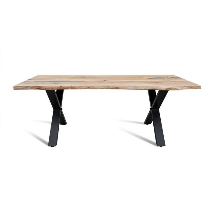 Maxima House Banur-110 Solid Wood Dining Table with Black Metal Legs - Bed & Sofa Hub