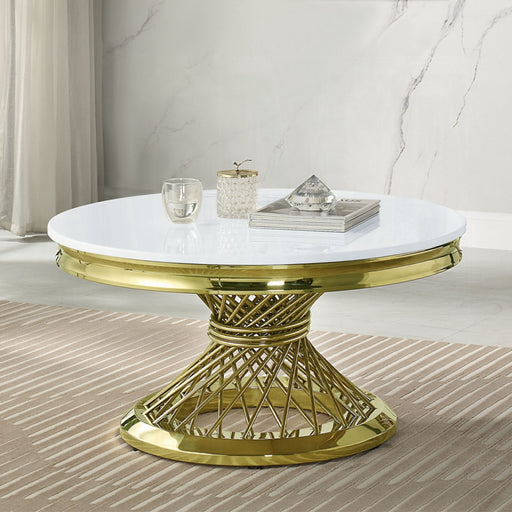 ACME Fallon Coffee Table W/Engineered Stone Top - Bed & Sofa Hub
