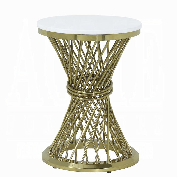 ACME Fallon End Table W/Engineered Stone Top - Bed & Sofa Hub