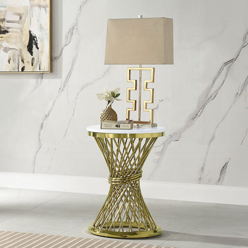 ACME Fallon End Table W/Engineered Stone Top - Bed & Sofa Hub