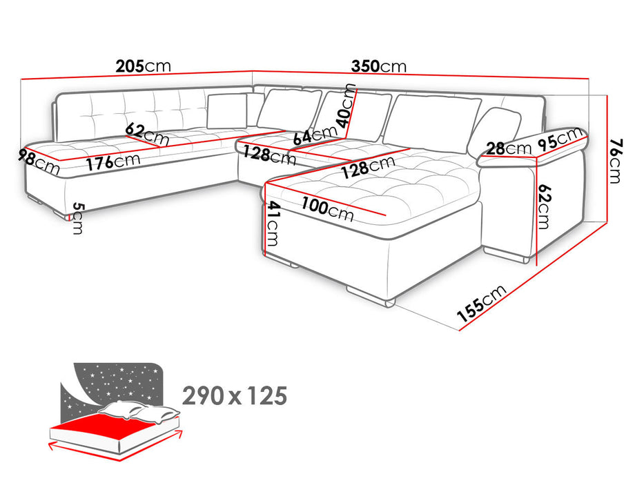 Maxima House LEONARDO Sectional Sleeper Sofa MIR031 - Bed & Sofa Hub