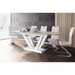 Maxima House Dining Set Feto 7 Pcs. Modern Glossy Dining Table with 2 Self-Starting Leaves Plus 6 Chairs - Bed & Sofa Hub