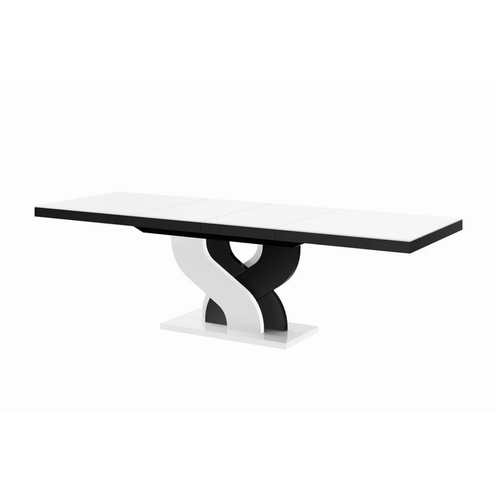 Maxima House Modern Glossy Dining Table Bella with 2 Self-Starting Leaves - Bed & Sofa Hub