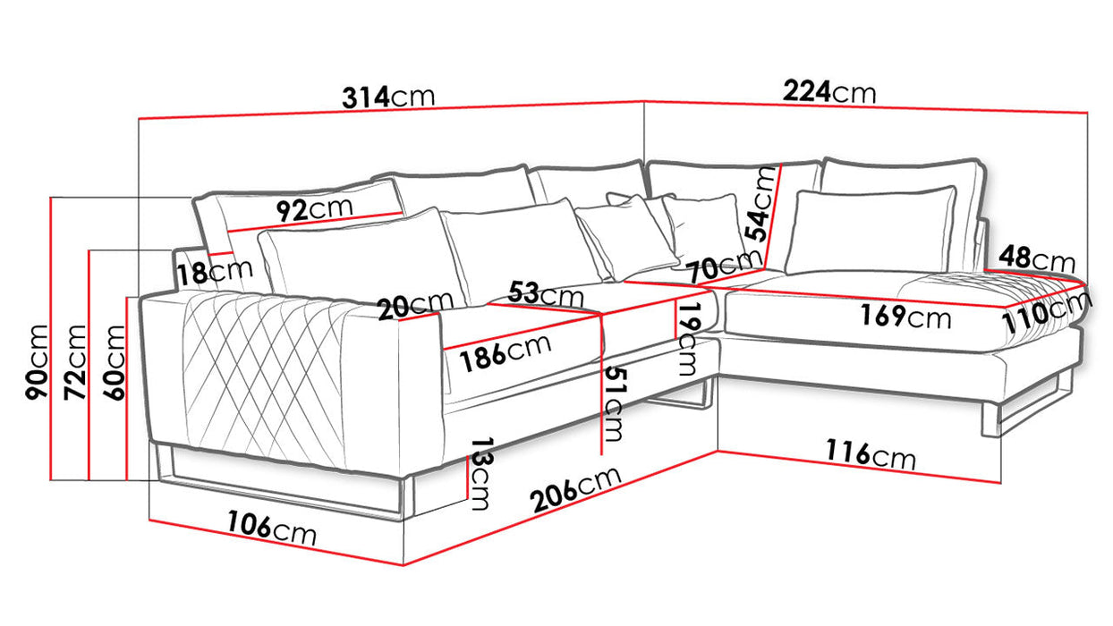 Maxima House FLORA Sectional Sofa MIR046 - Bed & Sofa Hub
