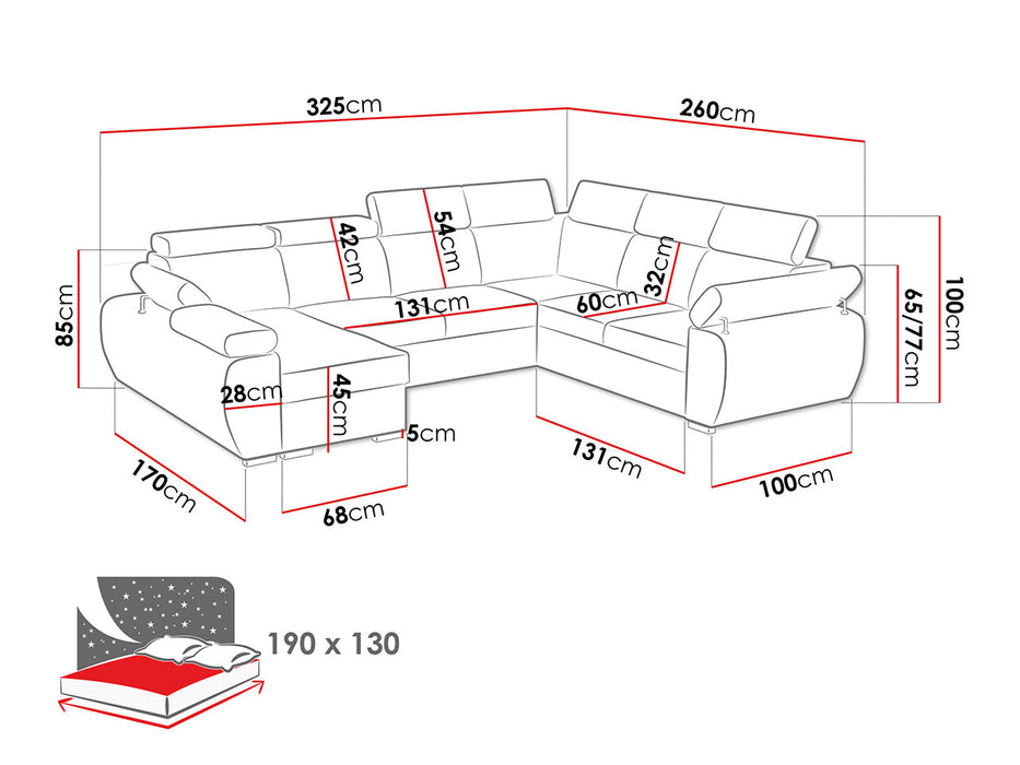 Maxima House DANTE Sectional Sleeper Sofa MIR050 - Bed & Sofa Hub