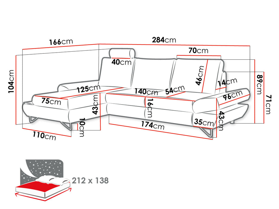 Maxima House Sectional Sleeper Sofa with storage ASTRA MIR053 - Bed & Sofa Hub